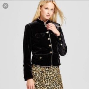 Military Jacket / Blazer Black Velvet-Look 80s Who What Wear